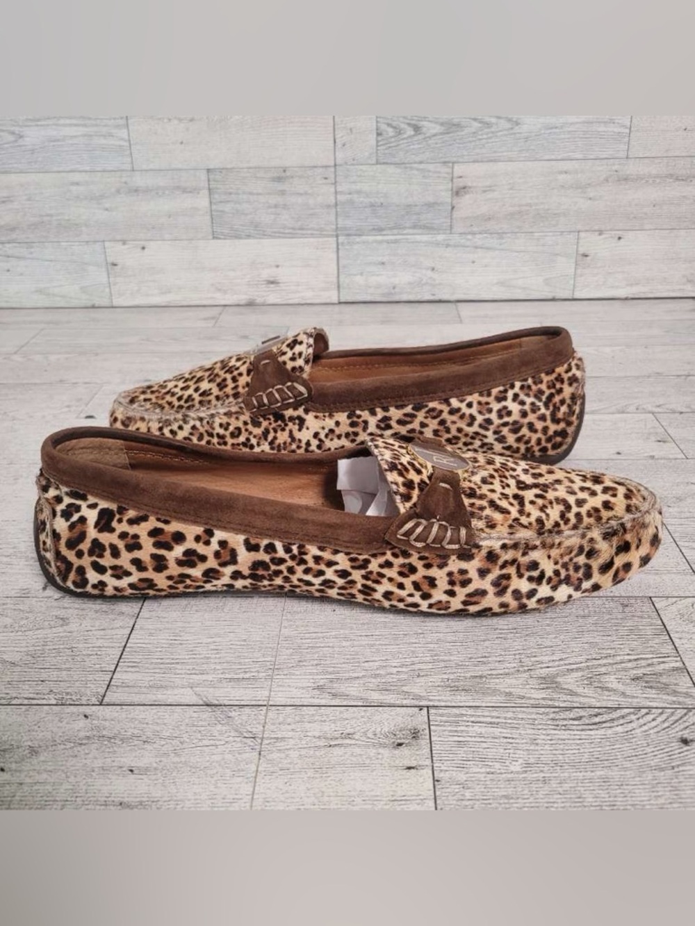 Ralph Lauren Carley II Leopard Hair On Hide Leather Penny Loafers Women’s 6.5 - Picture 5 of 10